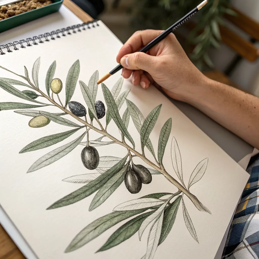Hand drawn olive branch