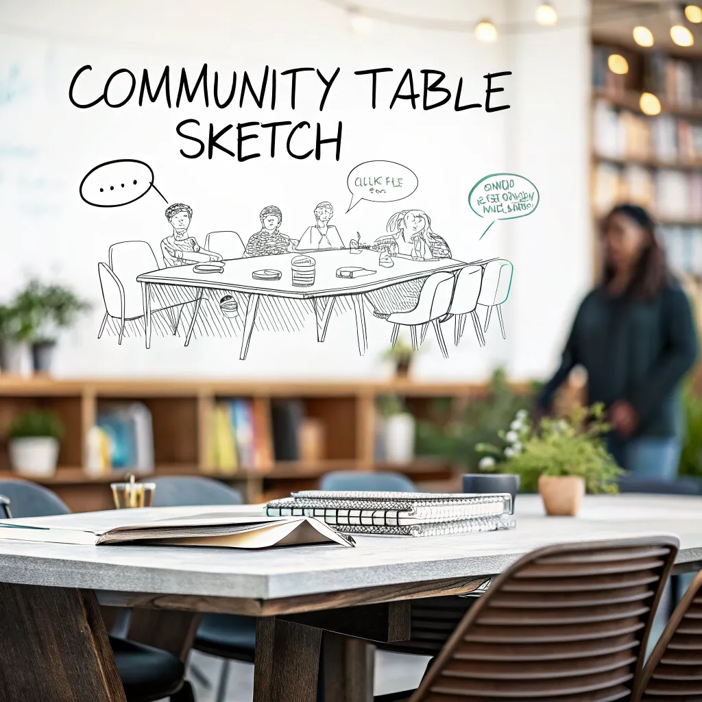 Community table sketch illustration