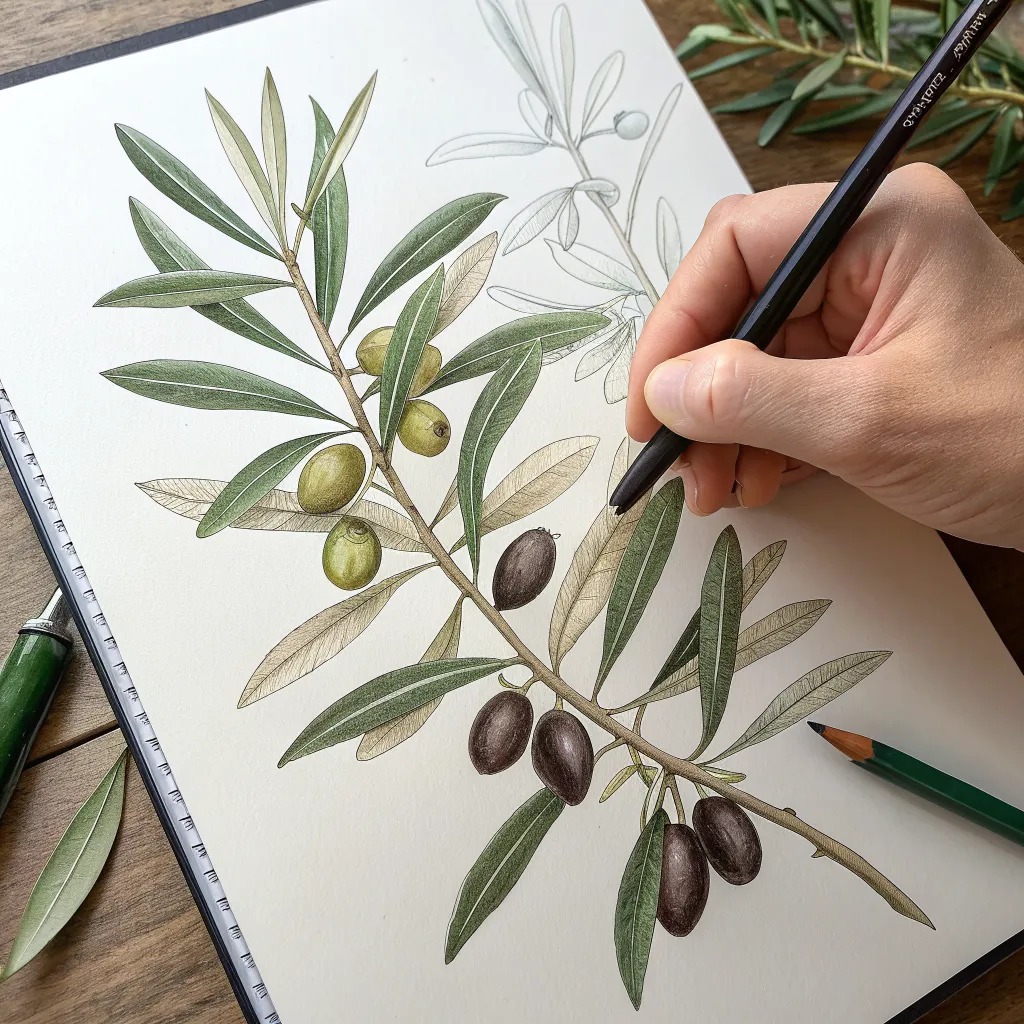 Hand drawn olive branch illustration
